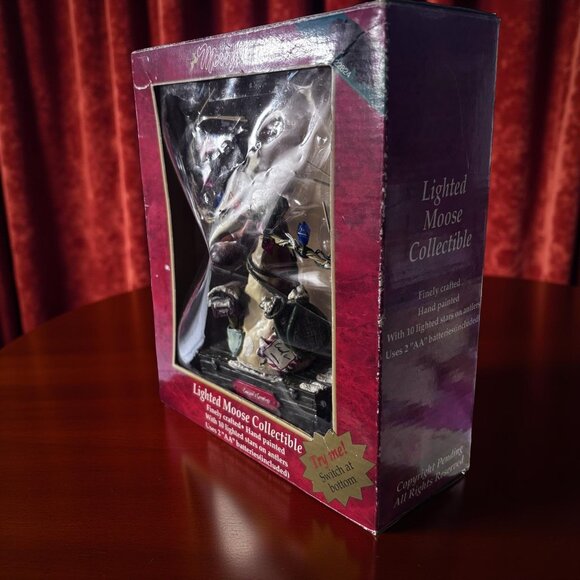 MerryBrite Lighted Moose Collectible – Hand-Painted Resin Holiday Figurine with - Picture 4 of 5